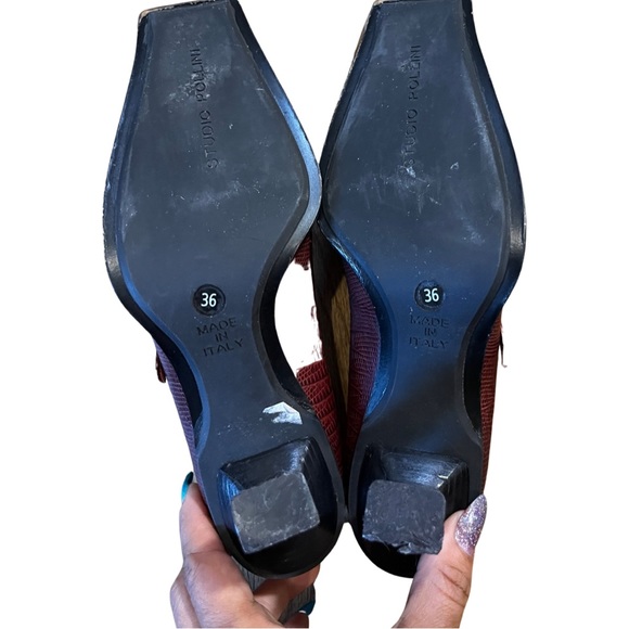 STUDIO POLLINI Embossed Leather Croc Square Mary Jane Pump 36 EU 6 US $875 RARE - Picture 3 of 5